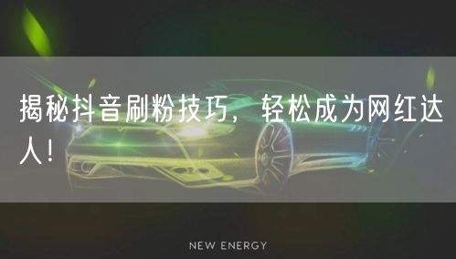 揭秘抖音刷粉技巧，轻松成为网红达人！