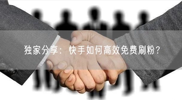 独家分享：快手如何高效免费刷粉？