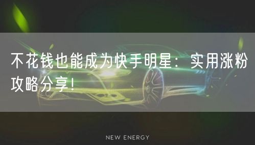 不花钱也能成为快手明星：实用涨粉攻略分享！