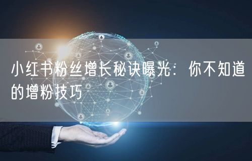 小红书粉丝增长秘诀曝光：你不知道的增粉技巧