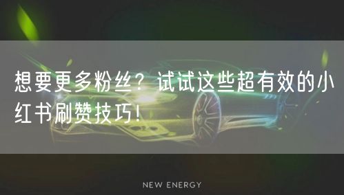 想要更多粉丝？试试这些超有效的小红书刷赞技巧！