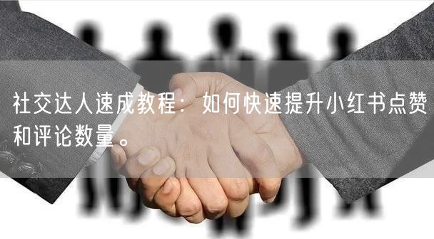 社交达人速成教程：如何快速提升小红书点赞和评论数量。