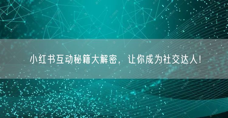 小红书互动秘籍大解密，让你成为社交达人！