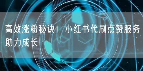 高效涨粉秘诀！小红书代刷点赞服务助力成长