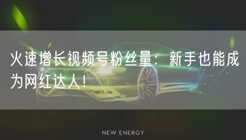 火速增长视频号粉丝量:新手也能成为网红达人!
