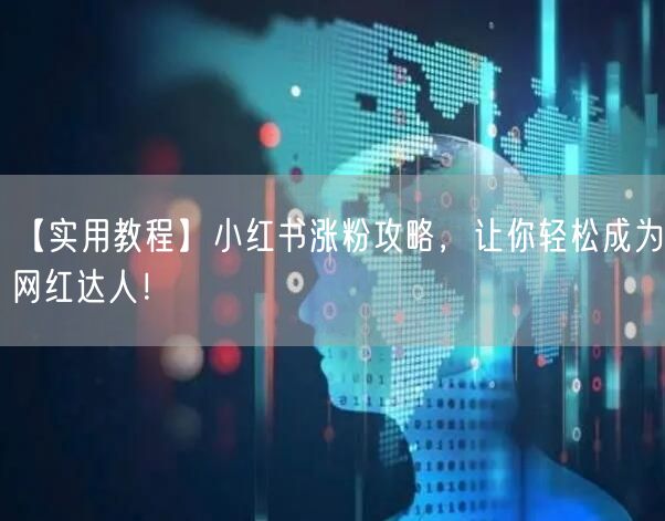 【实用教程】小红书涨粉攻略，让你轻松成为网红达人！