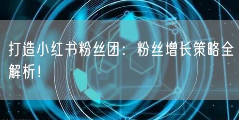 打造小红书粉丝团：粉丝增长策略全解析！