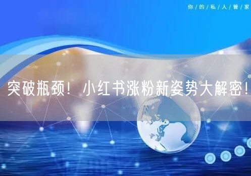 突破瓶颈！小红书涨粉新姿势大解密！