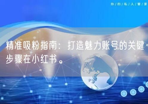精准吸粉指南：打造魅力账号的关键步骤在小红书。