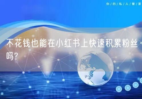 不花钱也能在小红书上快速积累粉丝吗?
