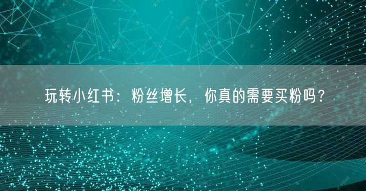 玩转小红书：粉丝增长，你真的需要买粉吗？