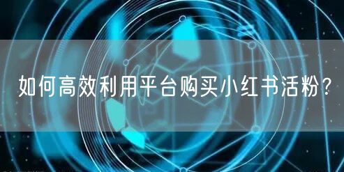 如何高效利用平台购买小红书活粉？