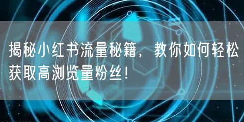揭秘小红书流量秘籍，教你如何轻松获取高浏览量粉丝！