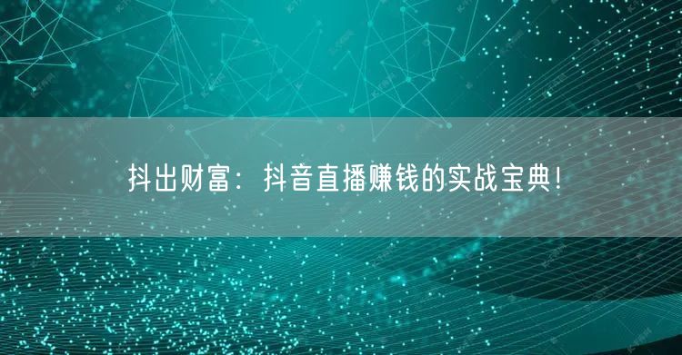 抖出财富：抖音直播赚钱的实战宝典！